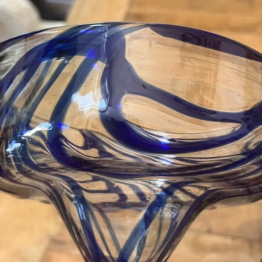 Blue Swirl Glassware Set 2 Margarita 1 Shot Glass 1 Wine Glass 1 Highball Glass